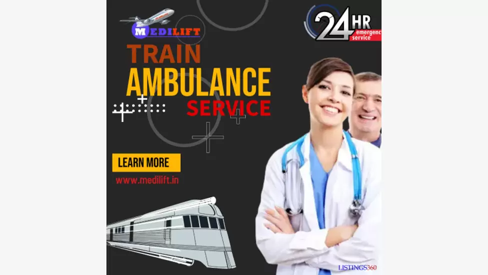 Medilift Train Ambulance Service in Raipur with Hi-Tech Medical Equipment