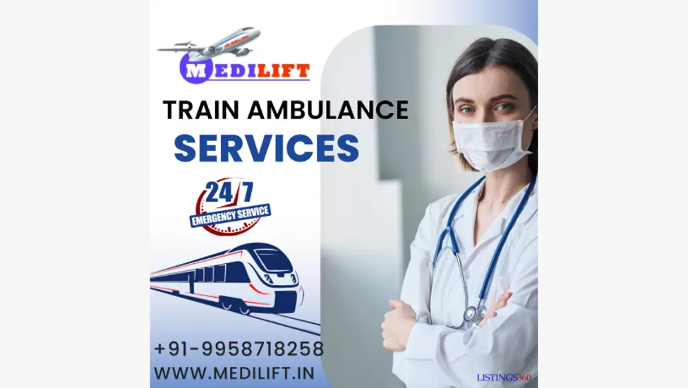 Medilift Train Ambulance Service in Dibrugarh with a Fully Trained Medical Crew