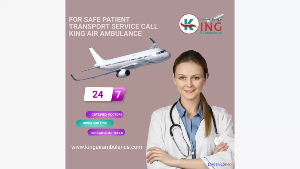 Hire advanced medical support air ambulance service in patna by king