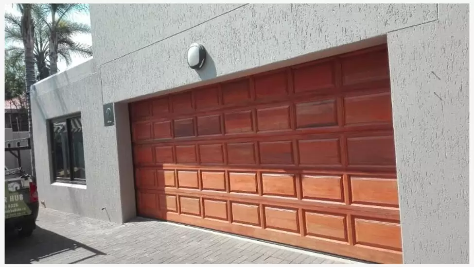 R4,500 2 x 40 panel meranti wooden garage doors