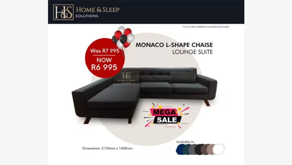 R6,995 Mega Sale Now On! Lounge Suites Sofas L-Shape Corner Lounge Suites Daybeds 3 Division Couches