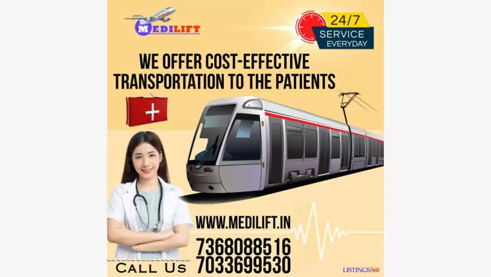 Medilift Train Ambulance Services in Delhi with Full Life Support Medical Facilities