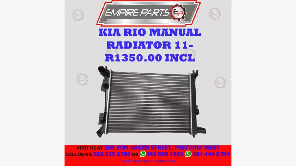 R1,350 KIA RIO 11- RADIATOR FOR SALE